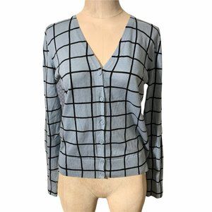 Ann Taylor Loft Cardigan Sweater Windowpane Check